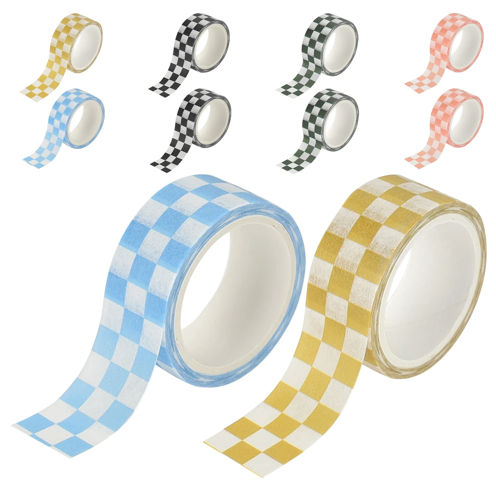 

10pcs Grid Washi Tape Checkerboard Pattern Handmade Textured Paper Roll Plaid Masking For Journal Scrapbook Diy Craft Decorative