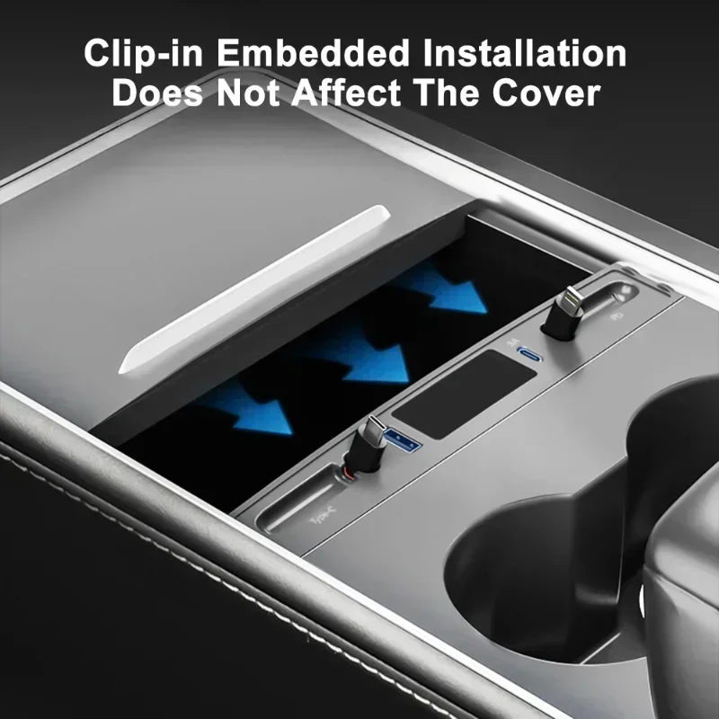 

Док-станция для Tesla Model 3 Y 27 Вт, быстрое зарядное устройство, USB-шунтирующий концентратор, удлинитель центральной консоли, аксессуары для умного датчика 2021-2023