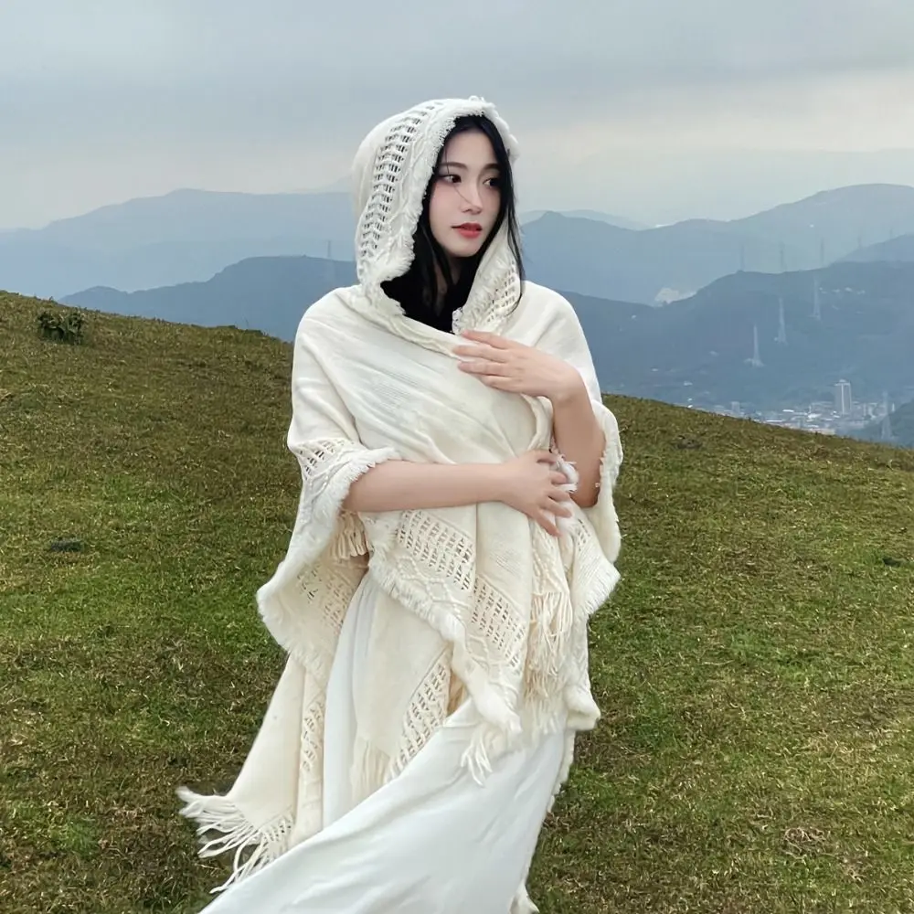 

Теплая вязаная толстовка с кисточками, шаль, большие шарфы, женский плащ, шарф, аксессуары, вязаный крючком топ, вечерние накидки на осень и зиму