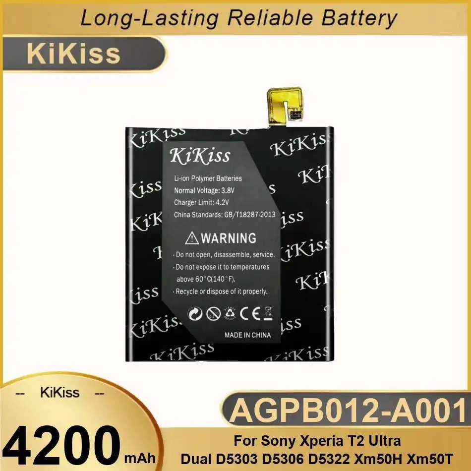 

AGPB012-A001 4200mAh Mobile Phone Battery For Sony Xperia T2 Ultra Dual D5303 D5306 D5322 XM50h XM50t Lightweight