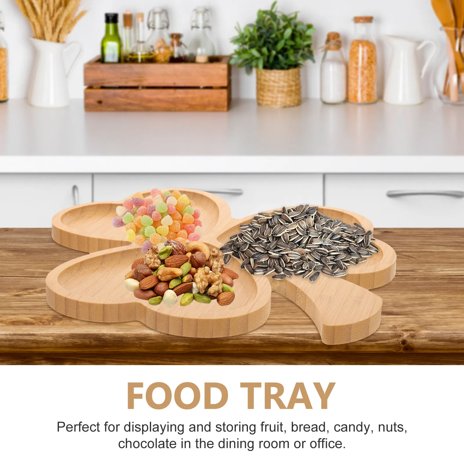 

Bamboo Fruit Plate 32x30cm Salad Tray Dessert Holder Rustic Serving Trays Decorative Wooden Food Plates Bamboo Tea Tray Kitchen