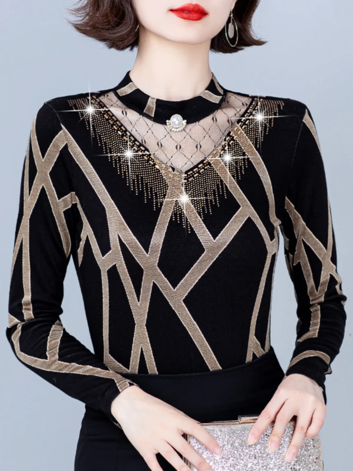 Bla Long Sve Base irt Vêtements intérieurs pour femmes automne hiver Faion Top grande taille Vêtements pour maman d'âge moyen f High Colla...