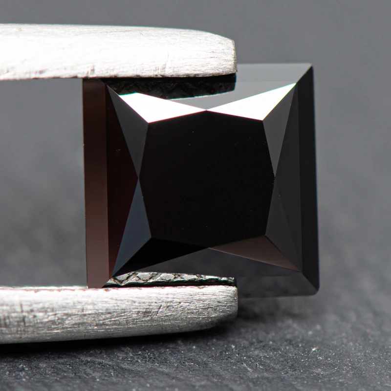 Moissanite Stone Princess Cut Natural Black Color VVS1 with GRA Certificate for Gemstone Charms Top Jewelry Making Materials