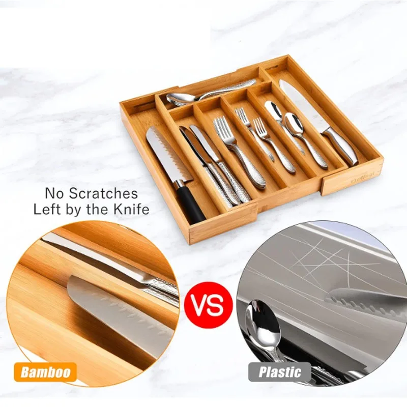 Kitchen Utensil Holders Container Drawer Box Tableware Storage Box Wood Organizer Kitchen Tools Knife Fork Spoon Organizer Case