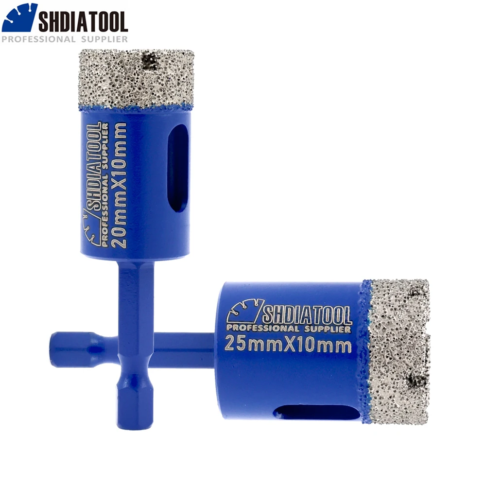 SHDIATOOL 1/2Pcs Vacuum Brazed Diamond Drilling Bits Quick-fit Shank Dry Marble Granite Crown Hole Saw Opener For Ceramic Tile