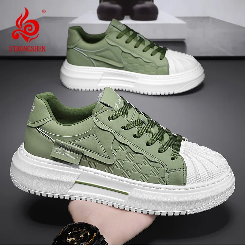 

Мужская повседневная обувь, кроссовки на платформе, мужская спортивная обувь в стиле ретро, уличная модная кожаная мужская прогулочная обувь, нескользящие мужские кроссовки