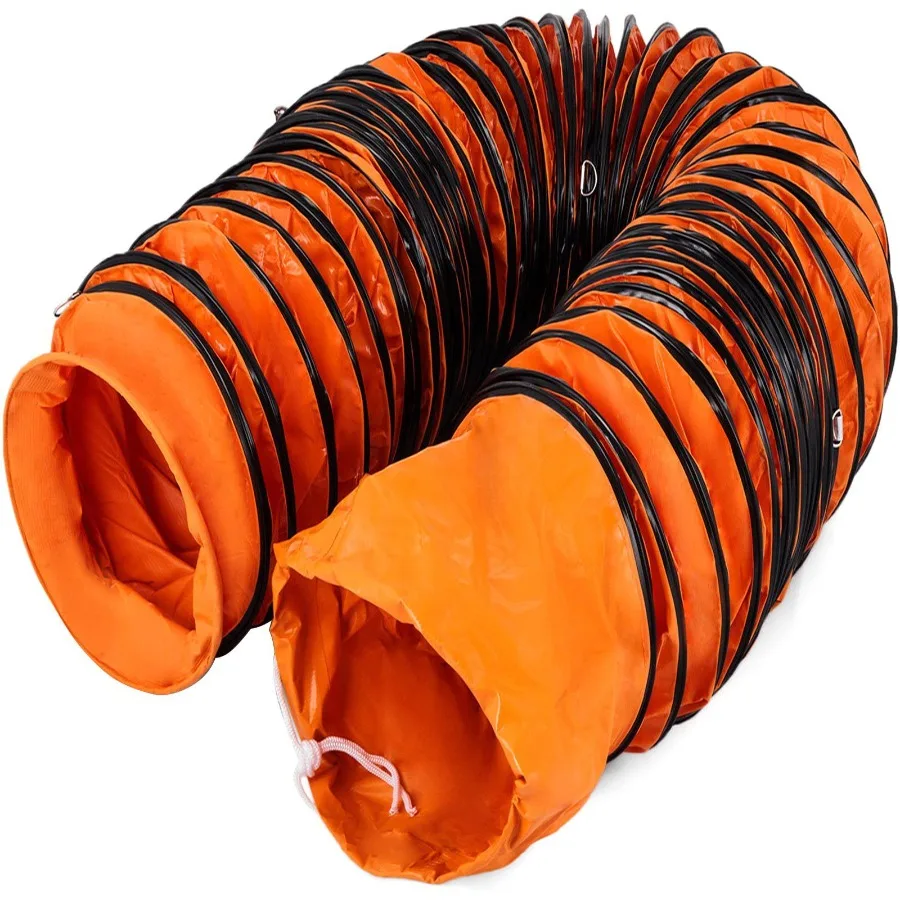 

25ft Ducting Hose PVC ible Duct Hosing with S Hook Steel Support for 8inch Utility Blower