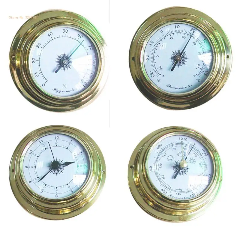 4 Pcs Marine Wall Mounted Barometer Clock Meter Thermometer Hygrometer Dropship