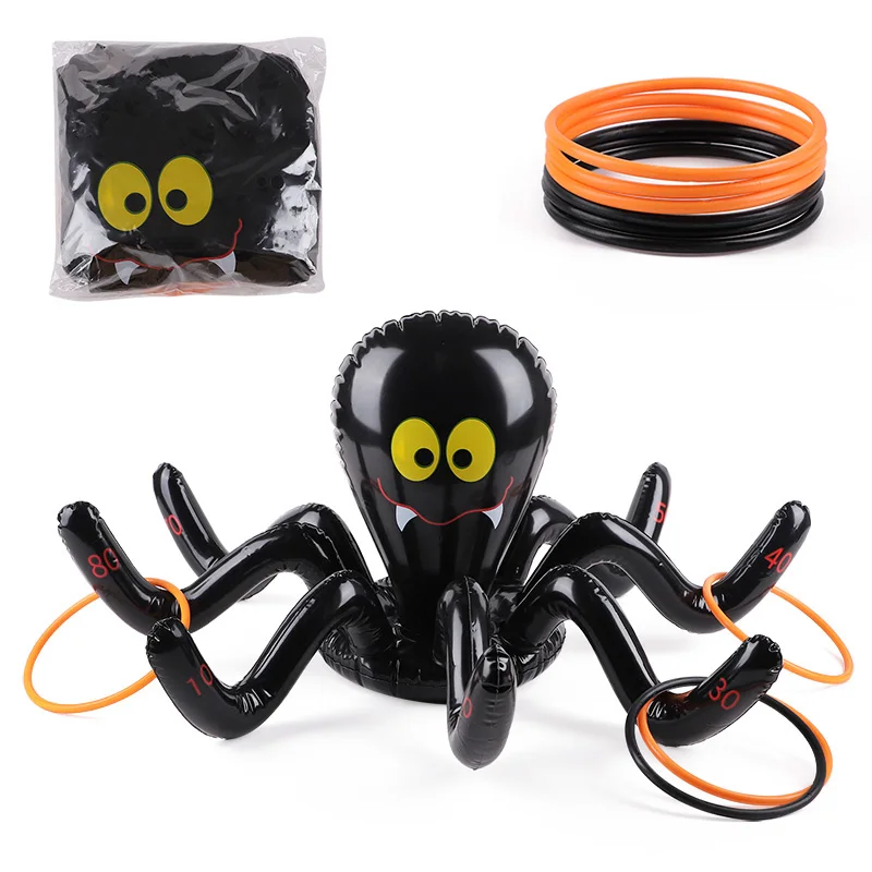 

Halloween Throwing Game Inflatable Spider Octopus Ring Toss Game Kids Halloween Party Decoration Indoors Outdoors Family Game