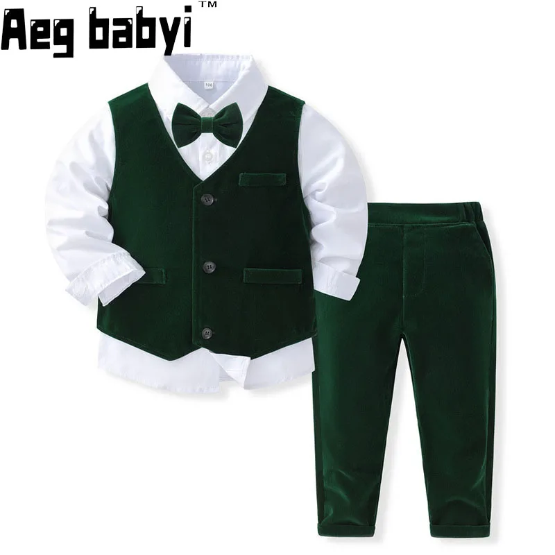 

Kids Fashion Formal Suit Clothes Baby Boys Gentleman Cotton Costume Sets Childrens Wedding Birthday Dress Clothing Outfits