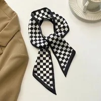 Fashion Print Silk Skinny Hair Scarf For Women Narrow Ribbon Tie Handle Bag Band Bandana Neckerchief 4