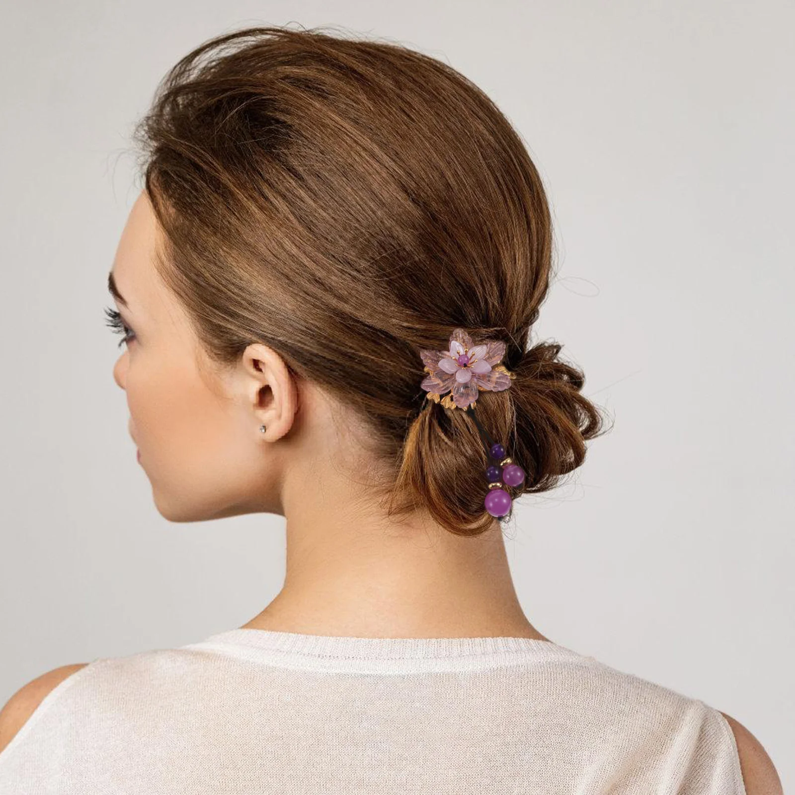 

2Pcs Vintage Chinese Style Hair Tie Thick Elastic Ponytail Holders High Elasticity Soft Fabric Stretchy Hair Bands for Women