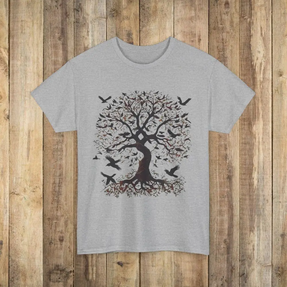 Tree of Life Crows Pagan Wiccan viking Adult T-shirt  Tees High Quality 100%Cotton Short Sleeve