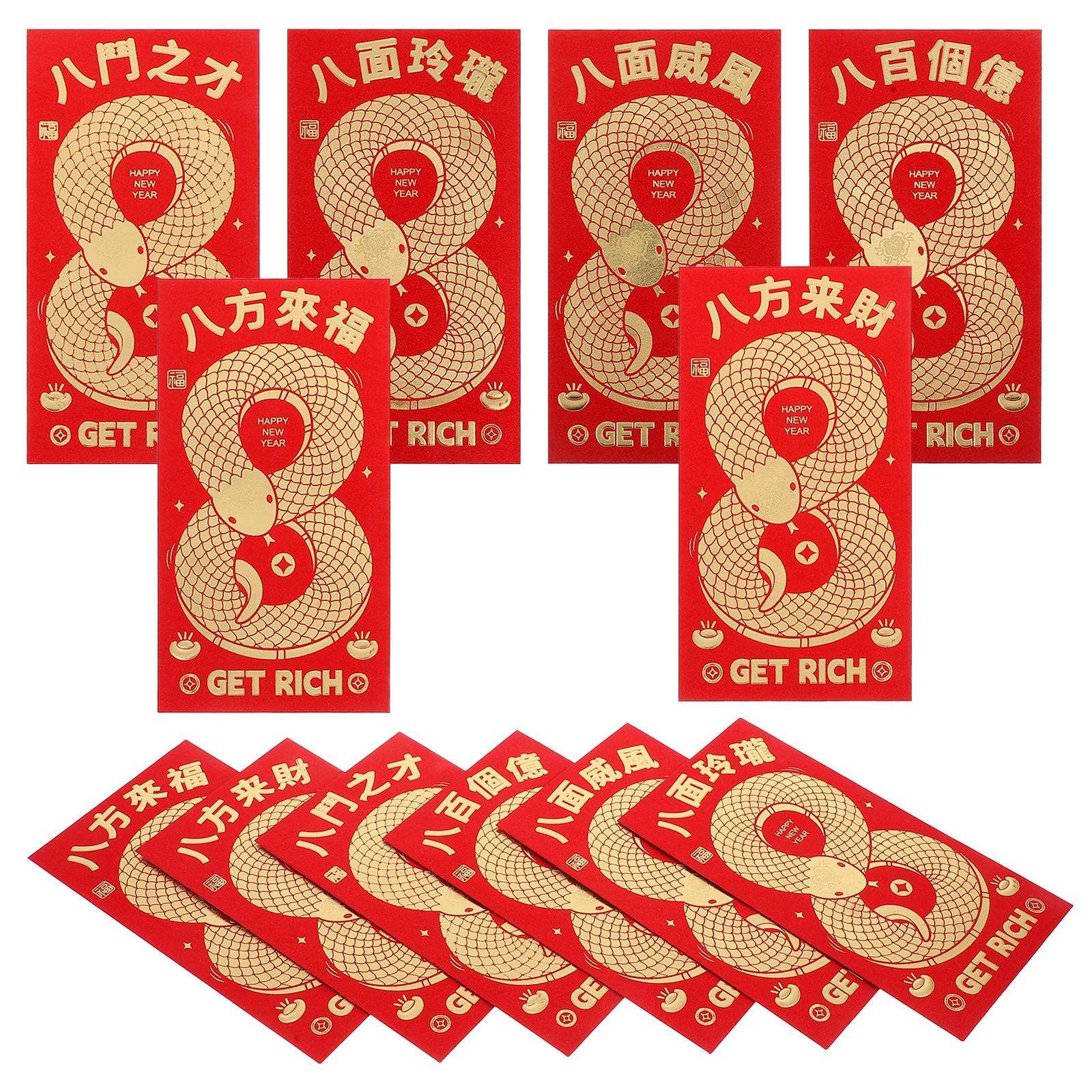 

12 Pcs Red Envelopes Chinese New Year Glitter Matte Finish Traditional Design Cash Envelope Wedding Lunar Money Envelopes