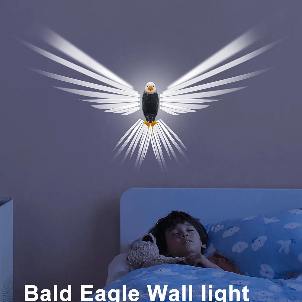 Luci Eagle, luci a sospensione aquila calva, luci notturne, luci a LED, luci da parete a proiezione di animali, decorazioni per feste in atmosfera