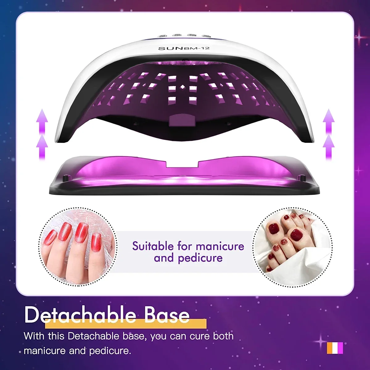 UV lâmpada LED prego para unhas cura, All Gel polonês com tela grande, Equipamento profissional para unhas, Manicure Secagem Lâmpadas