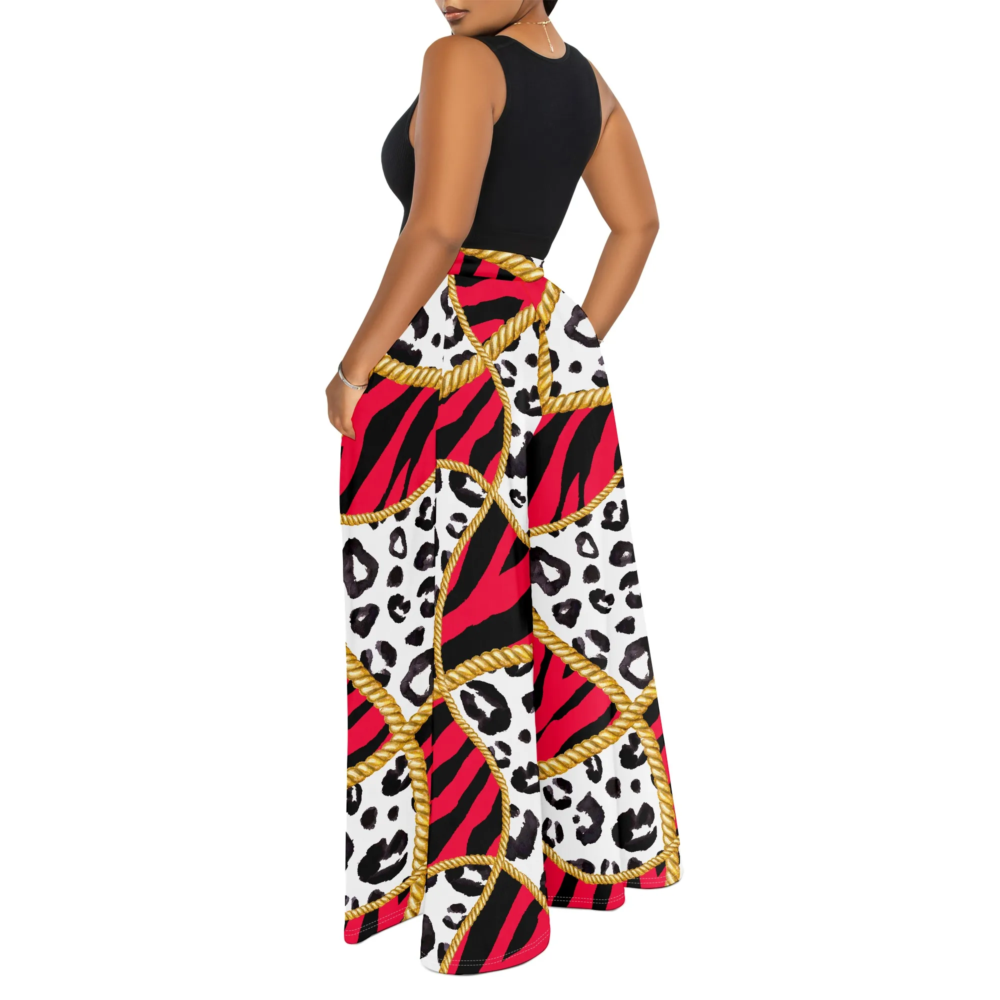 Women's Spring and Autumn Fashion Printed Totem Pocket Pants, Casual Home Pants