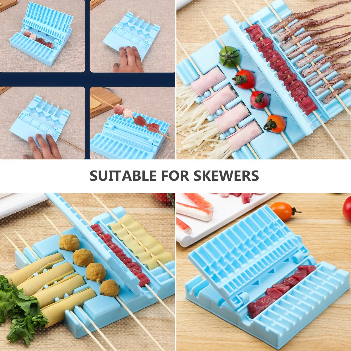 Multi-Function Meat Skewers Machine Durable Bbq Cooking Tools Portable Skewer Maker Easy Threading Practical Outdoor Barbecue