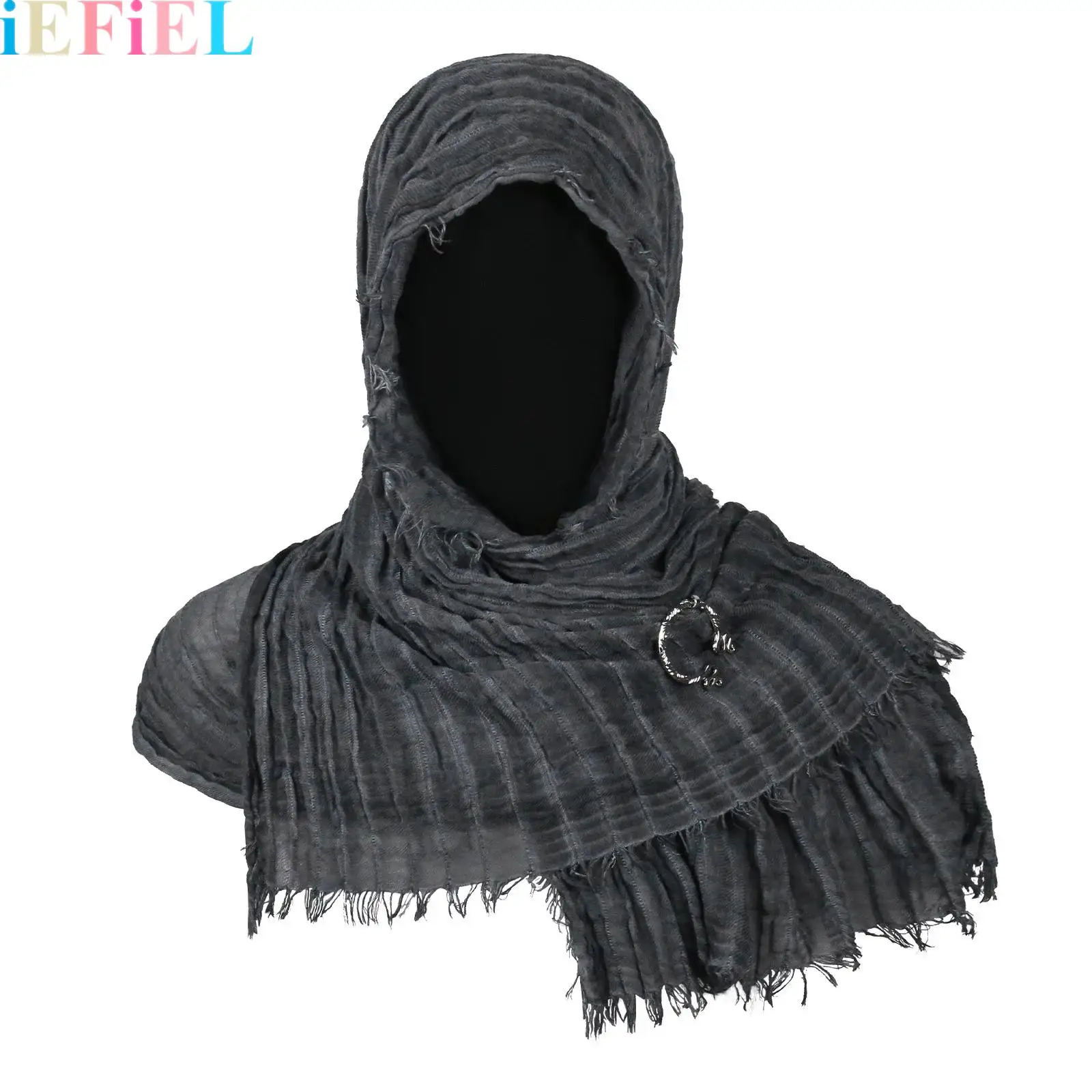 

Adults Medieval Cotton-linen Shawl Scarf Cape Headscarf with Brooch And 1pc Brooch And 2pcs Pins for Party Cosplay