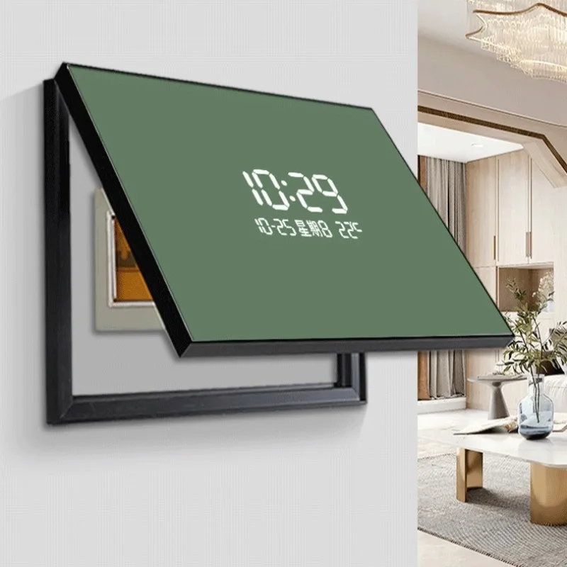Meter Box Decorative Painting LED Digital Wall Clock Luxury Living Room Paintings Aesthetic Interior Painting Home Decoration