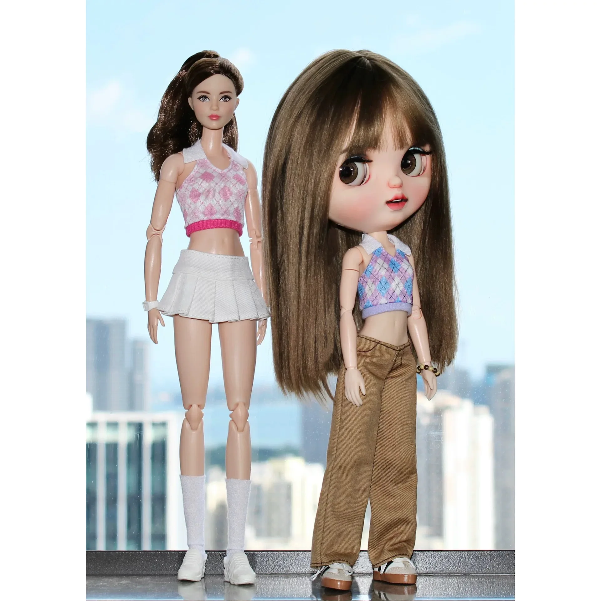 

30cm BJD FR Supermodel Doll Clothes Fashion Spice Girls Plaid Sexy Top For 1/6 Doll Blyth Xinyi Daily Clothes Wear DIY Dress Up