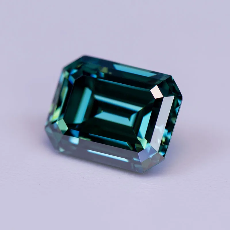 Moissanite Gemstone Emerald Cut Natural Color Green Lab Grown Diamond For Charms DIY Jewelry Making With GRA Certificate
