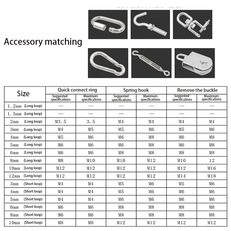 1Meter 1.2-8mm Diameter 304 Stainless Steel Chain Long Link Chain/Short Link Chain Lifting Pet Industry Welded Binding Chain