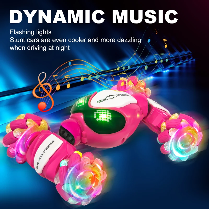 2.4G small stunt car 4WD gesture induction 360° stunt performance Light change music drift remote control car children's toys