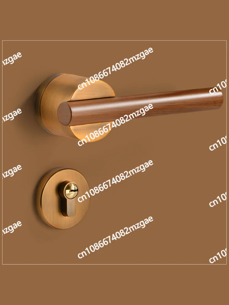 Door Lock Indoor Wooden Door Bedroom Split Silent Magnetic Lock Household Room Door Wood Grain Handle Set