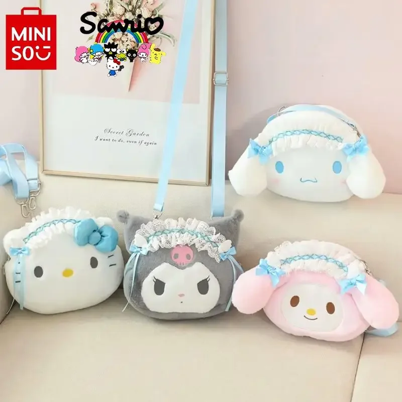 MINISO 2025 New Children's Crossbody Bag Fashionable High Quality Plush Handbag Cartoon Versatile Birthday Gift Girl's Small Bag