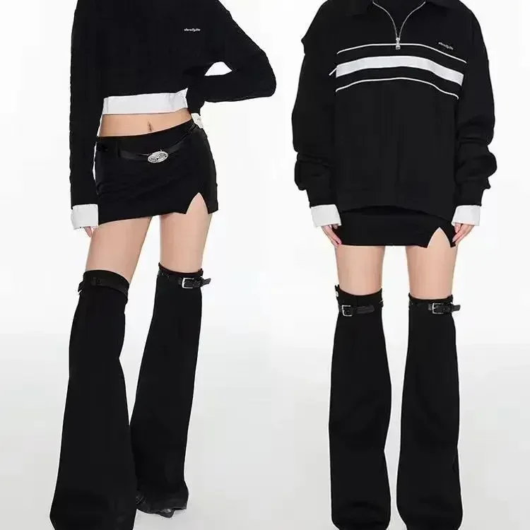 

Широкие носки Pile up SocksY2K Spicy Girl Темные расклешенные чехлы для ног Японские женские гетры JK Чехлы для сапог до икры, носки выше колена