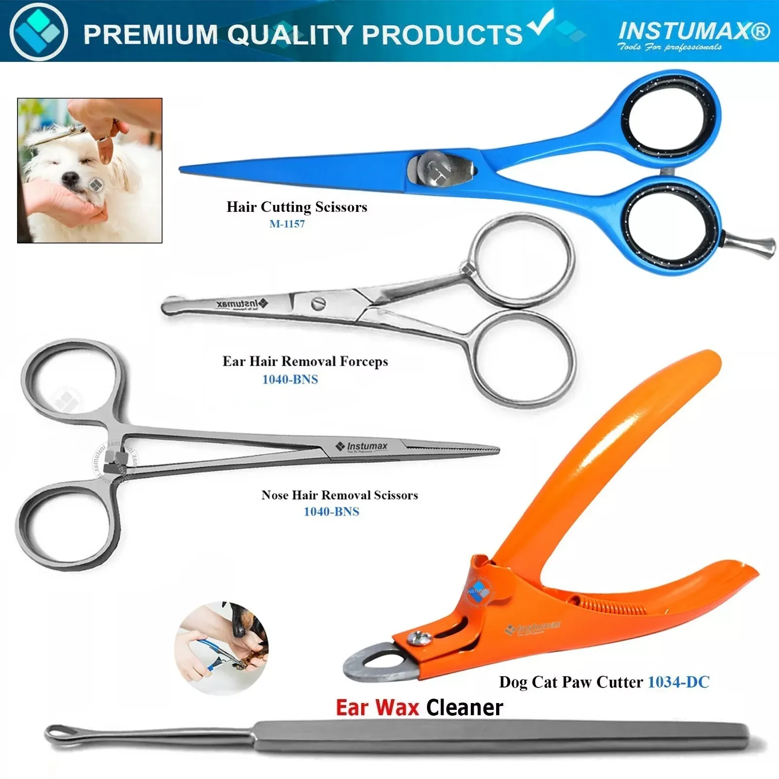 

Pet Grooming Kit for Dogs Cats Nail Clippers Scissors Ear Wax Cleaner Tool Set for Small Large Pets Professional Care Supplies