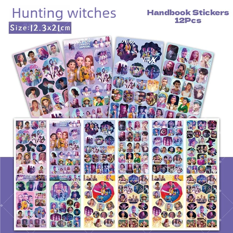 

New styleKpop Devil Hunter Legend Boy 12 Sets DIY Self Adhesive Stickers for Kids Christmas Children Gifts Creative Fun Activity
