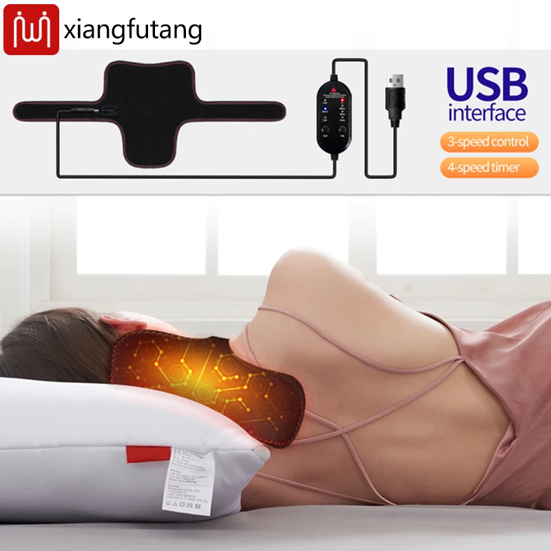 Electric Heated Neck Brace Massager Belt with 3 Adjustable Temperature Levels for Warmth And Neck Massage Relaxation Support view 2