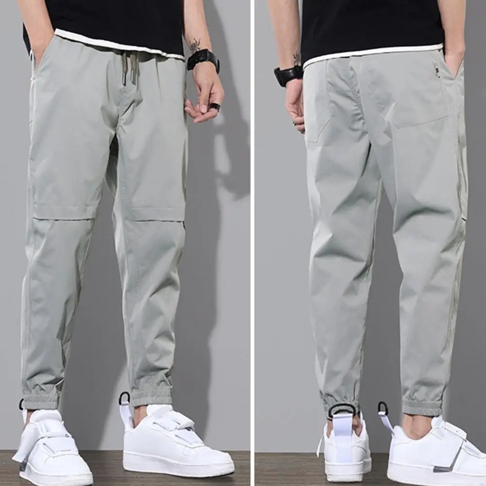 Casual Trousers Men's Multi-pocket Cargo Pants with Drawstring Waist Ankle-banded Design for Gym Outdoor Daily Wear Men