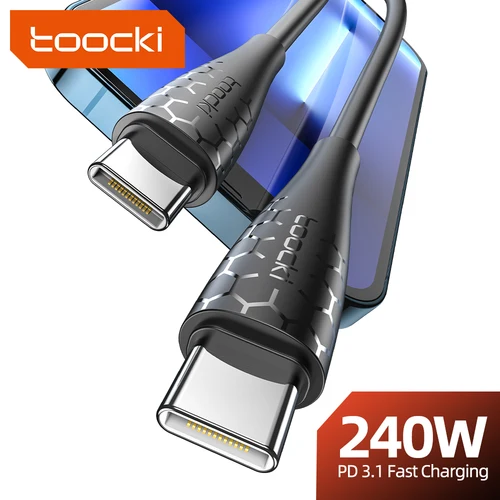 Toocki 고속 충전 충전기 코드, 샤오미 13, 12, 리얼미, 삼성 포코 C타입 케이블, 240W USB C에서 C타입 케이블, PD 100W 60W