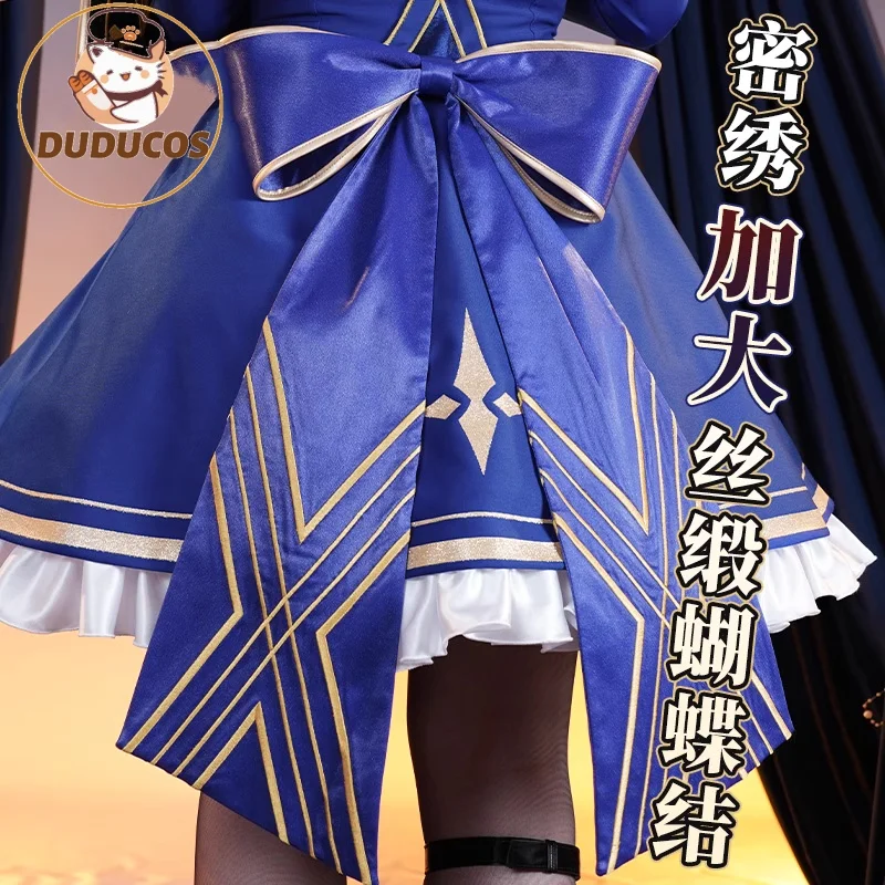 أزياء صابر التأثيرية لعبة هونكاي: ستار ريل × مصير البقاء ليلة [S-2XL] فستان نسائي أزرق من DUDU-SR زي سيبر مقاس كبير من DokiD