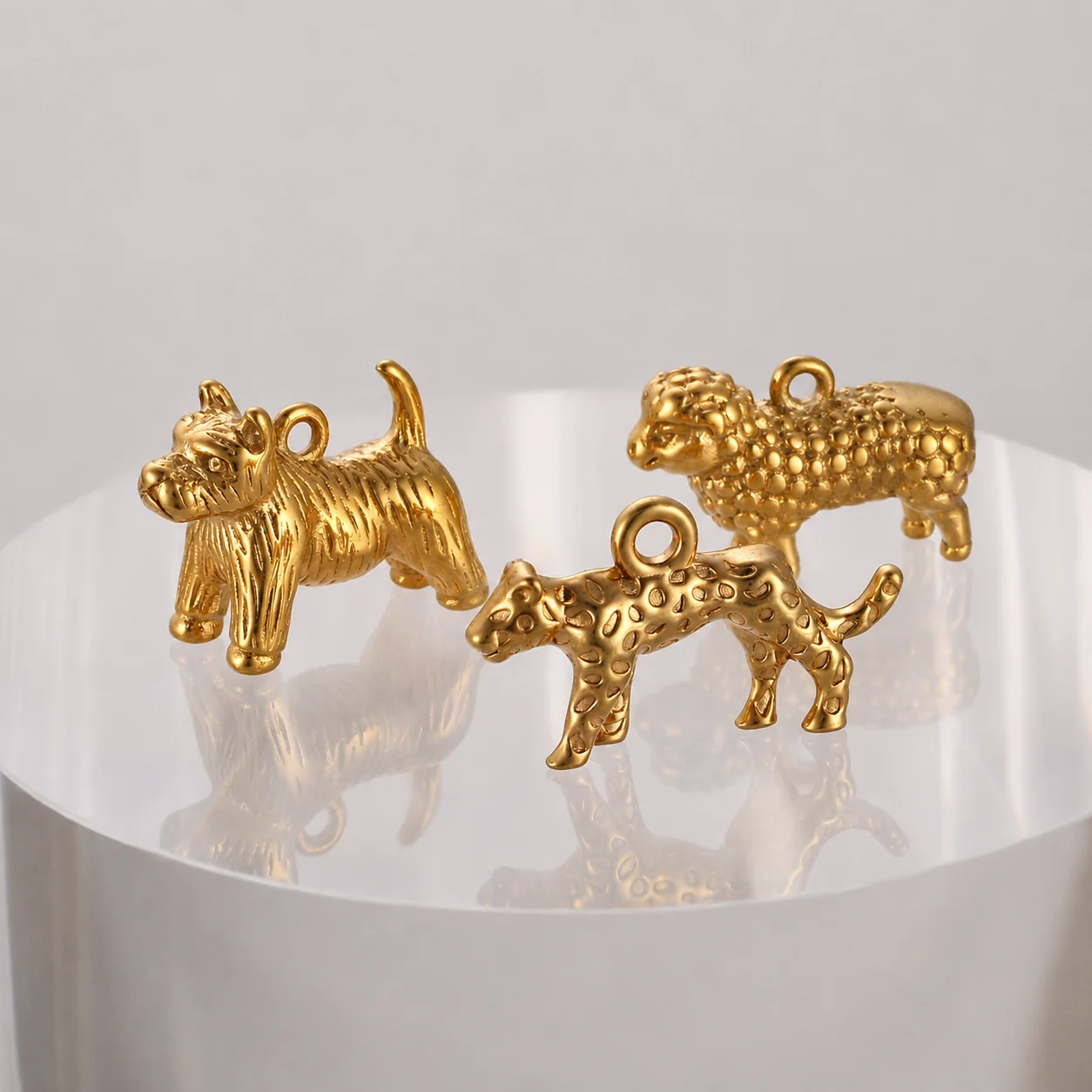 3Pcs Stainless Steel Horse/Elephant/Sea Lion Charm Farm Sheep/Dog Animal Pendant DIY Necklace Bracelet Earring Jewelry Accessory