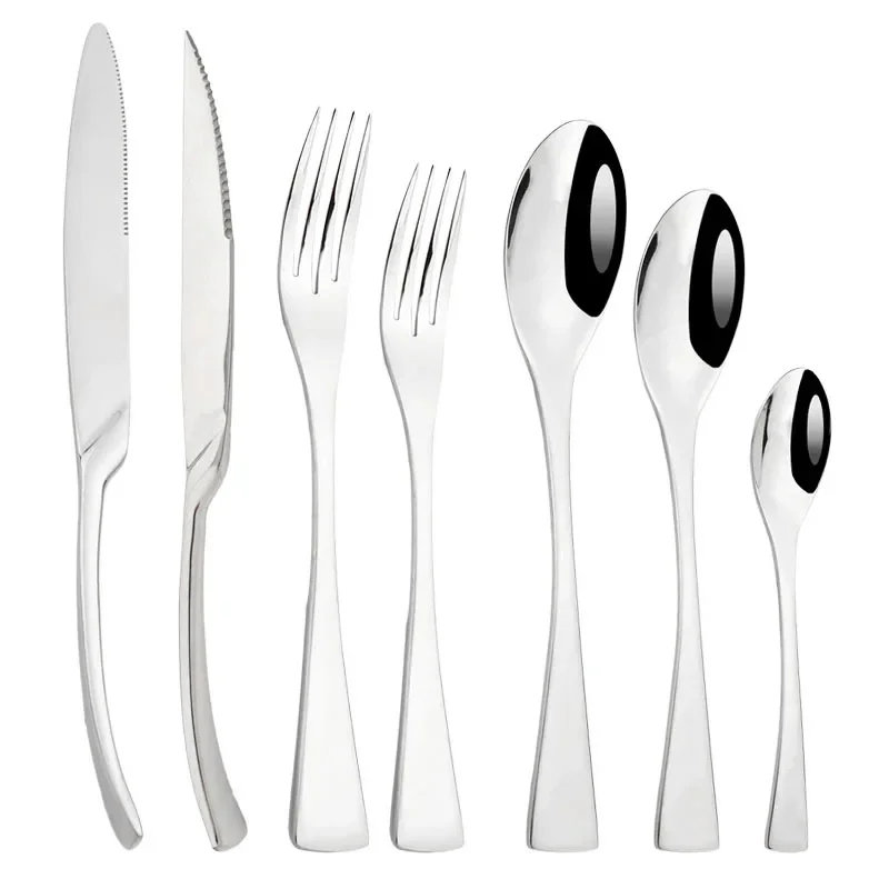 6Pcs Silver Separate Dinnerware Set Knife Fork Spoon Flatware 304 Stainless Steel Tableware Silverware Kitchen Dinner Cutlery