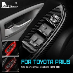 Real Soft Carbon Fiber For Toyota Prius 2010 2011 Door Window Switch Button Interior Trim Panel Car Sticker Accessories