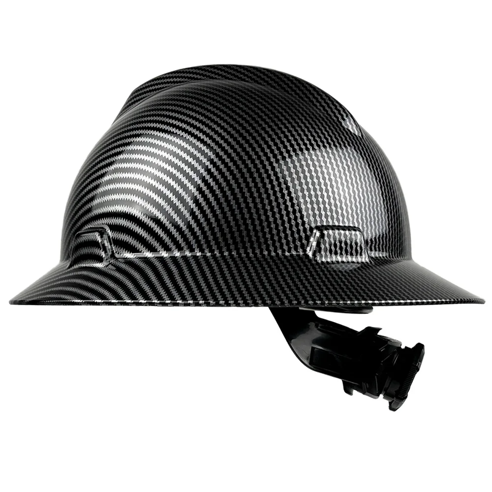 

Carbon Fiber Full Brim Hard Hat ANSI Z89.1 CE Safety Helmet 6-Point Suspension HDPE Construction Work Cap for Men Industrial
