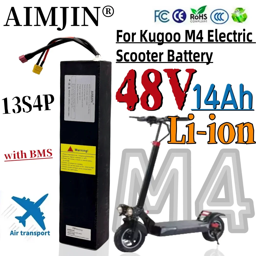 

13S4P 672Wh Lithium Ion Battery Pack 48V 14Ah Suitable for Kugoo M4/M4Pro Electric Scooter Battery 14000mAh Built in BMS