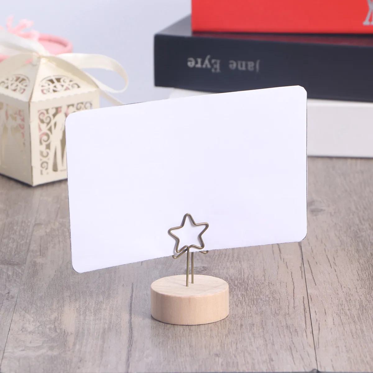 Wooden Base Photo Memo Note Holder Clip Star Shape Ball Base Desktop Metal Clip for Home Office Space Saving Functional Use