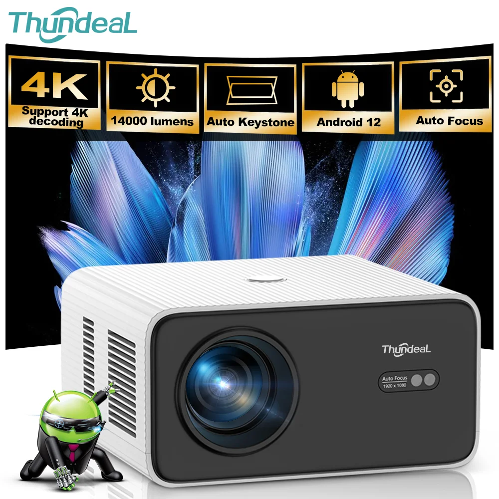 Портативный проектор ThundeaL Full HD TD85W TD85SE, проектор-проектор с Android и Wi-Fi для домашнего кинотеатра, мини-проектор TD85 для видео и фильмов в разрешении 2K 4K