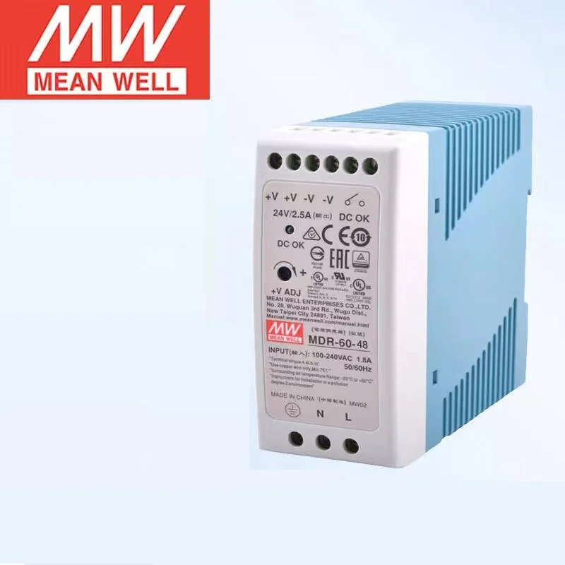 MeanWELL MDR-60-48 48V 1.25A 50W Single Output Industrial DIN Rail Power Supply  Brand New Original Authentic AC-DC