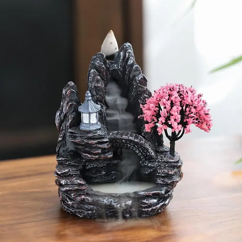 Incense Burner Resin Backflow Incense Smoke Waterfall Incense Holder For Aromatherapy Environment Cleansing Yoga Home Decor Gift