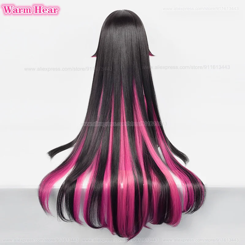 Fatui Columbina-Perruque Synthétique Longue de 105cm, Noire, Rose, Mixte, Cosplay, Anime, Accessoire, Degré de Chaleur, Cheveux + Bonnet de Perruque