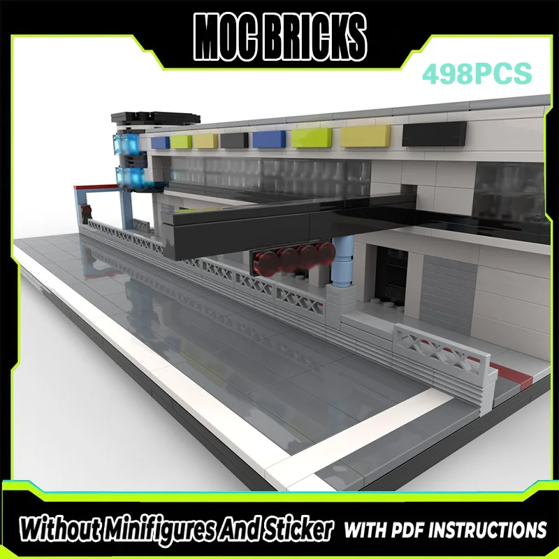 

City Street View Model MOC Building Bricks GP Car Pit Straight Modular Technology Gifts Holiday Assemble Children Toys Suit