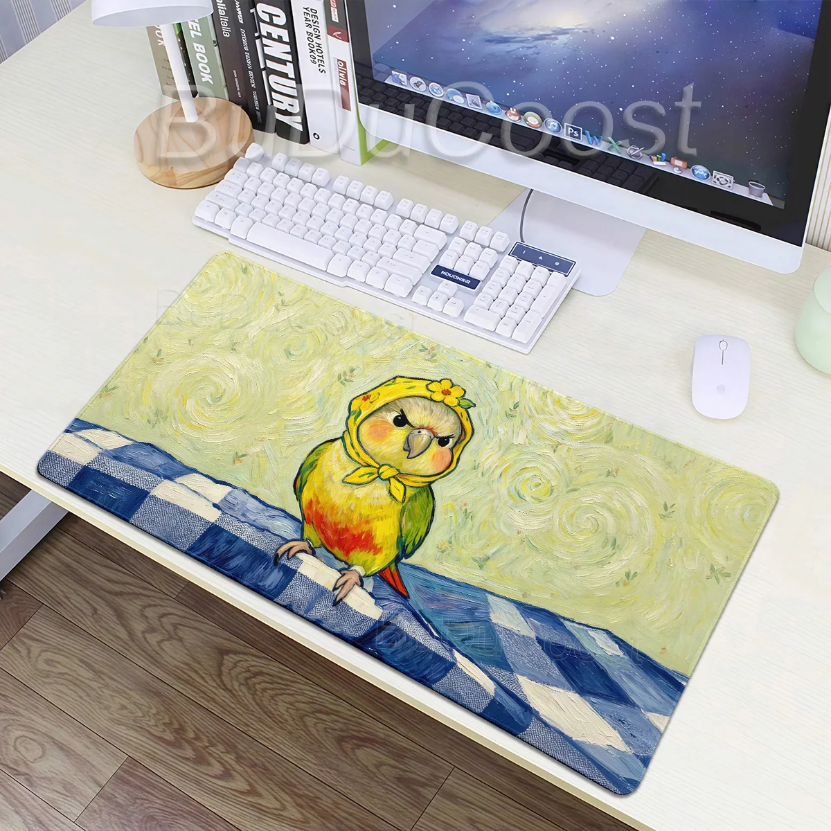 Cute Parrot Mouse Pad XXL Gaming Keyboard Mousepad Fresh Desk Mats Natural Rubber Office Carpet Laptop Anti Slip Desktop Pad