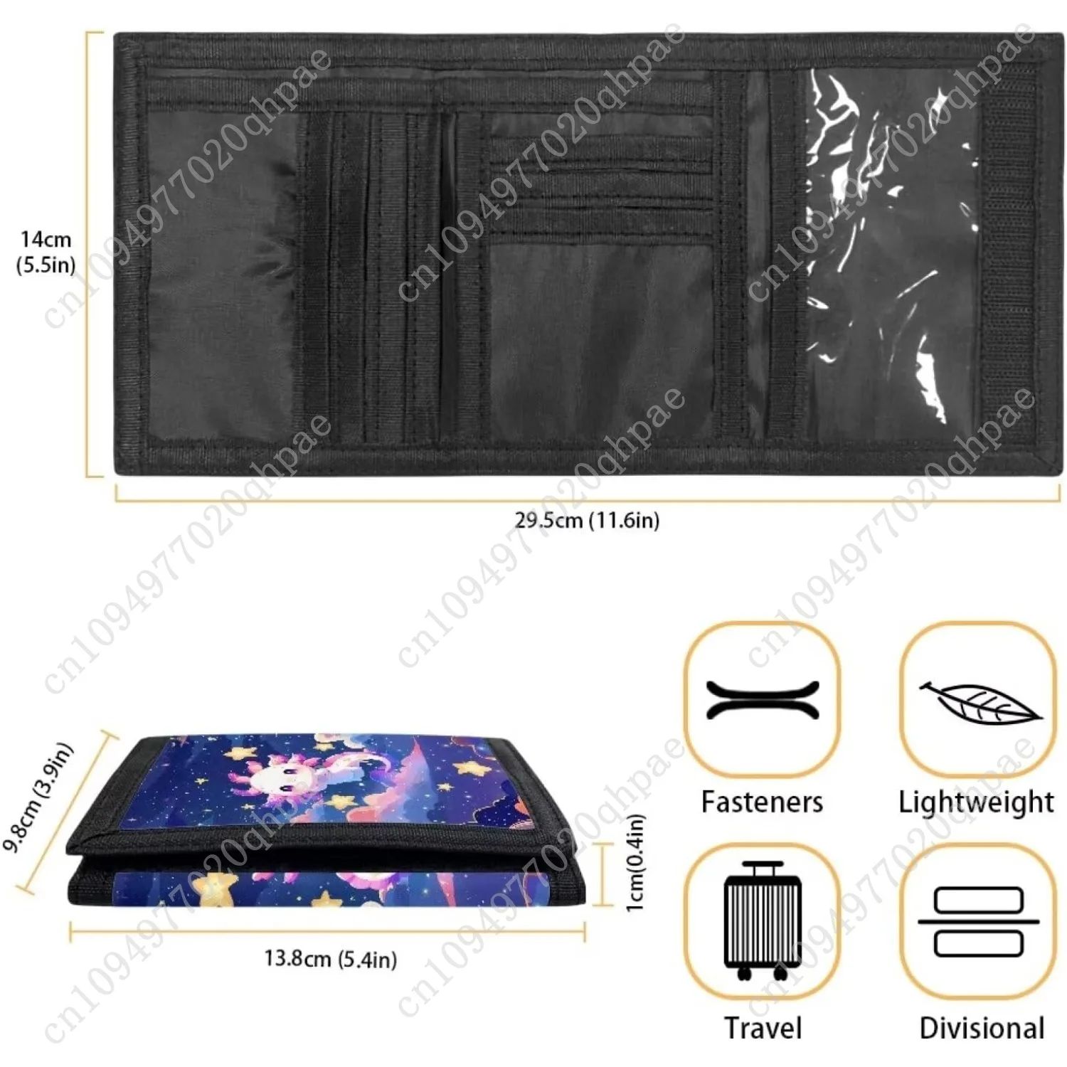 Dolyues Axolotl Kids Wallet for Girls Cute Trifold Canvas Outdoor Wallet for Kids Pink Wallet with Magic Sticker Design for Litt